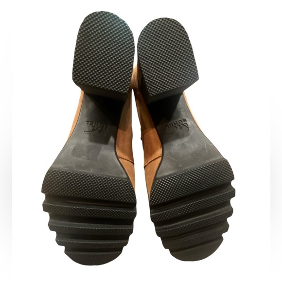 Sorel Addington Lace Up Block Heel Moto Suede Tan Boot NWT’S SZ 9 - Picture 8 of 13